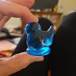 Blue Glass Art Duck Figurine